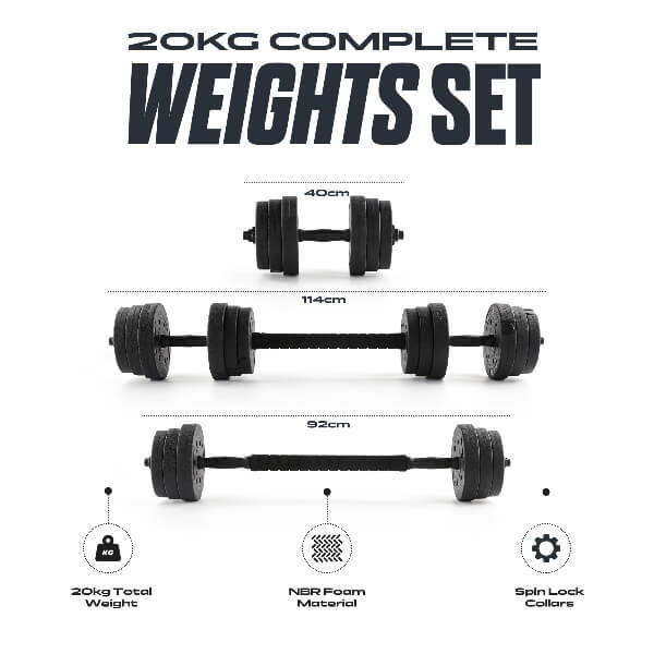Phoenix Fitness 20kg weight set with steel plates - British product