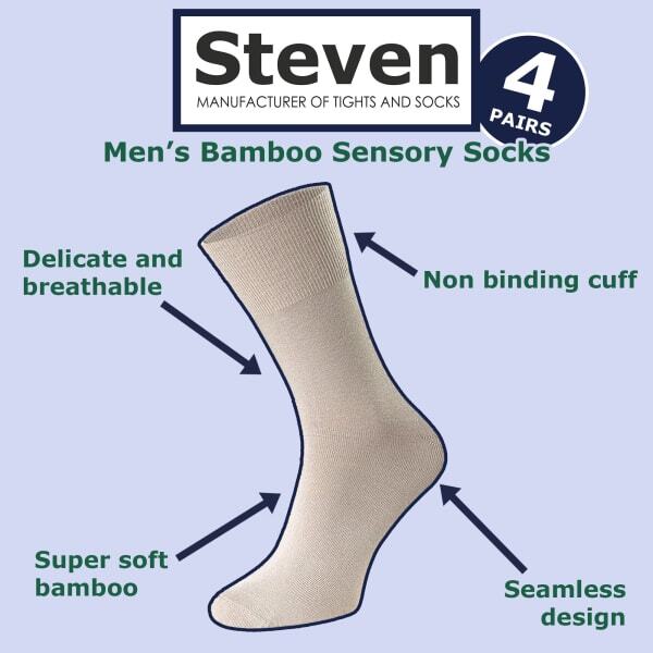 Steven men's bamboo sensory seamless socks set - British product