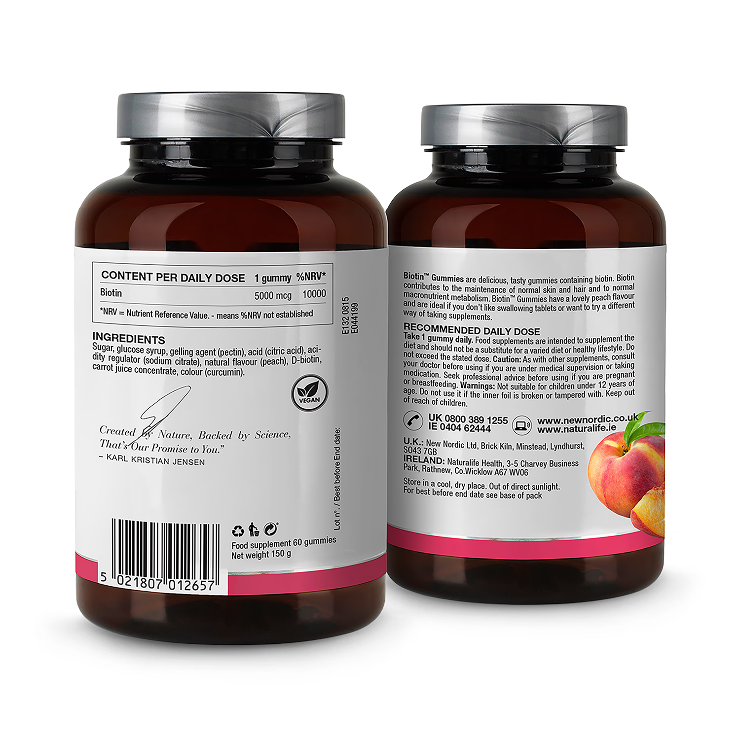 New Nordic biotin gummies peach flavour 60 count - British product