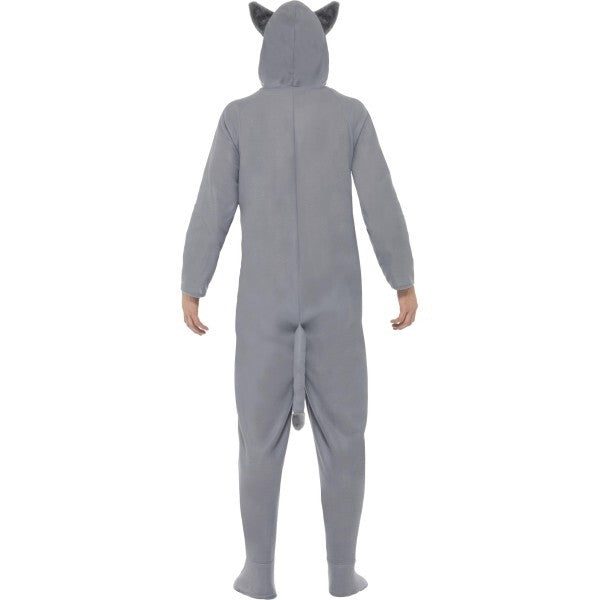 Smiffys wolf costume hooded all-in-one grey, imported from the UK