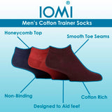 IOMI men's 6 pack trainer ankle socks (British brand)