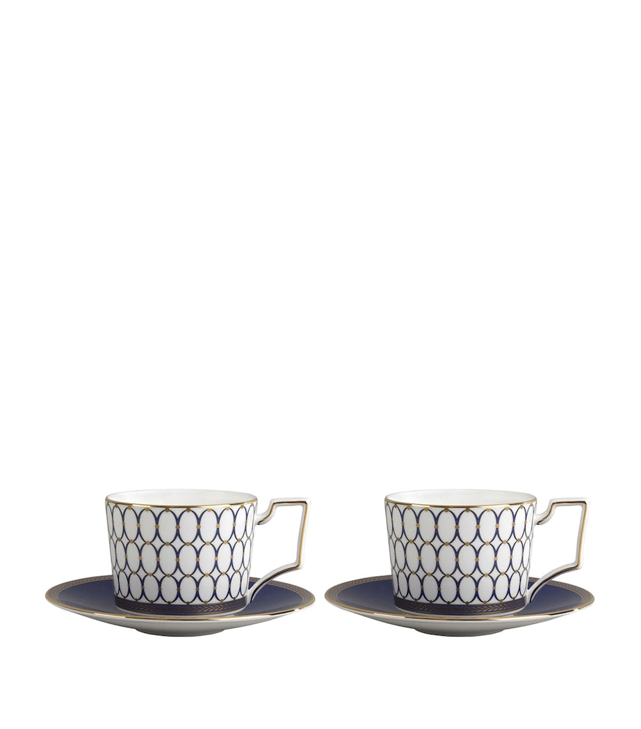 Wedgwood Renaissance Gold teacups and saucers set of 2 (British brand)