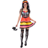 Smiffys Day of the Dead costume dress with headband (British brand)