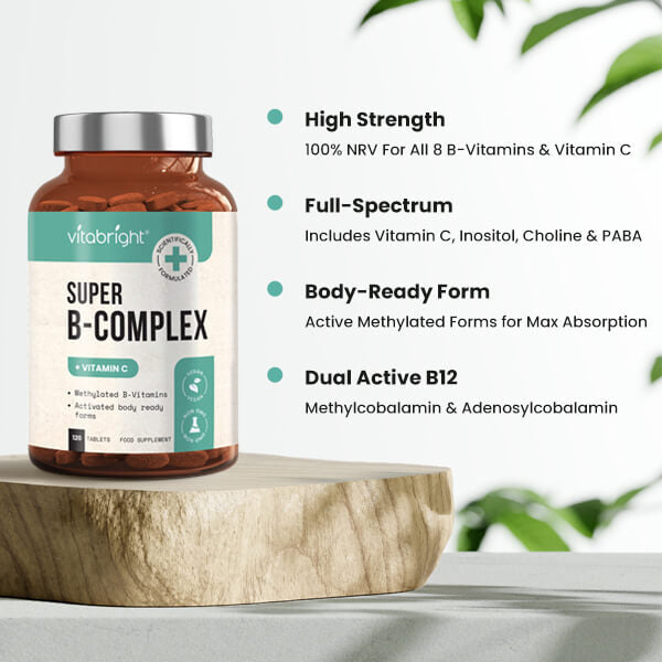 VitaBright high strength vitamin B complex supplement, imported from the UK