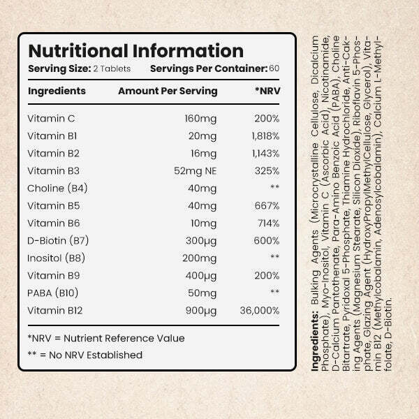 VitaBright high strength vitamin B complex supplement, imported from the UK