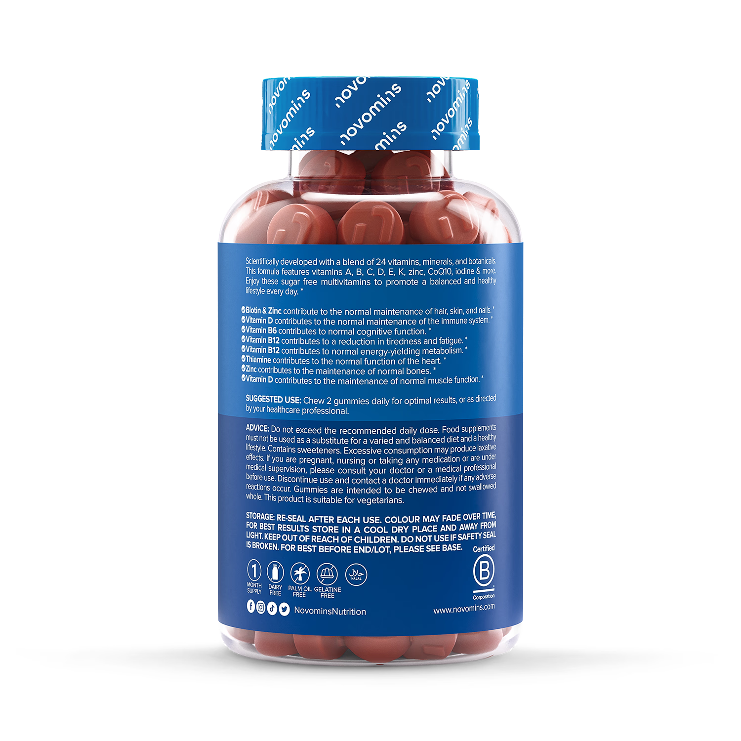 Novomins men's multivitamin pineapple gummies 60 count (British brand)