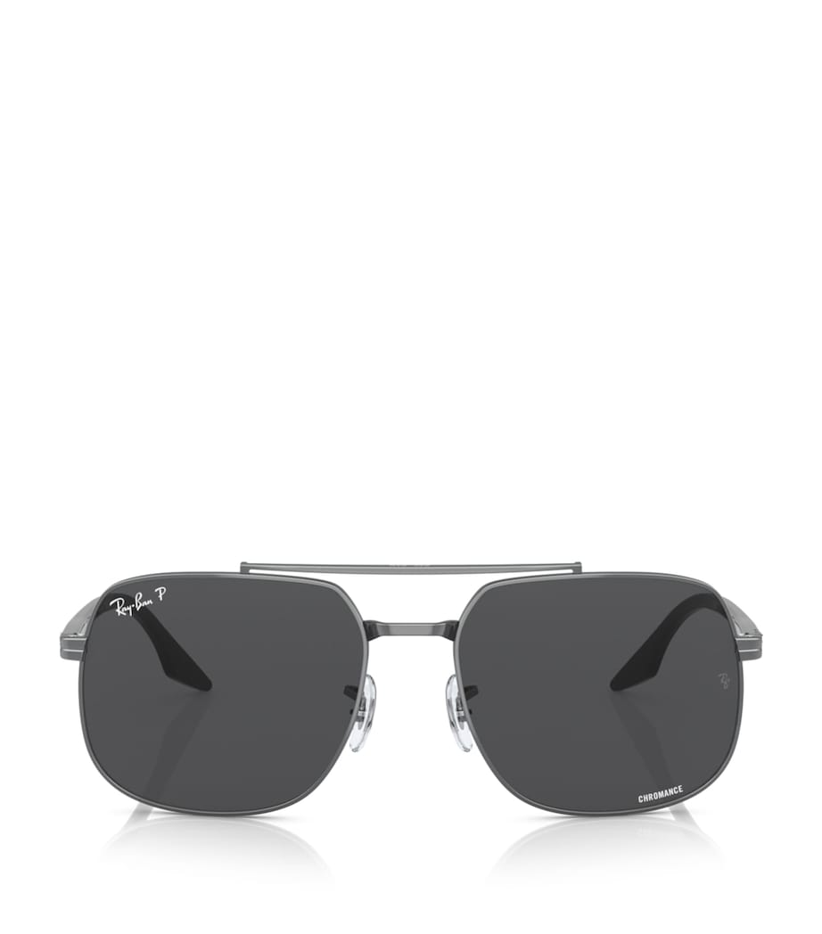 Lunettes de soleil carrées Ray-Ban Verres Polarized+ monture métallique - Produit britannique