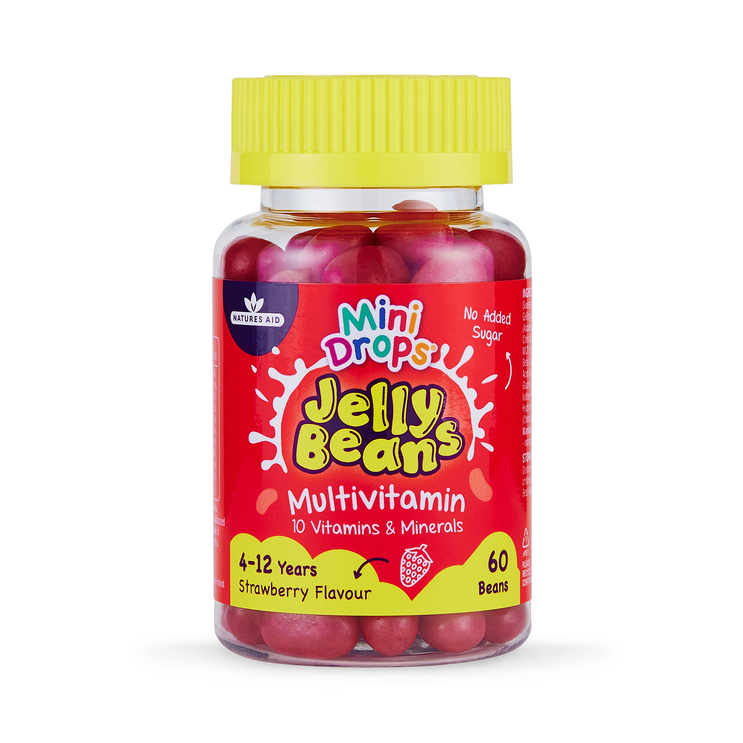 Natures Aid multivitamin jelly beans strawberry flavour 60 beans, imported from the UK