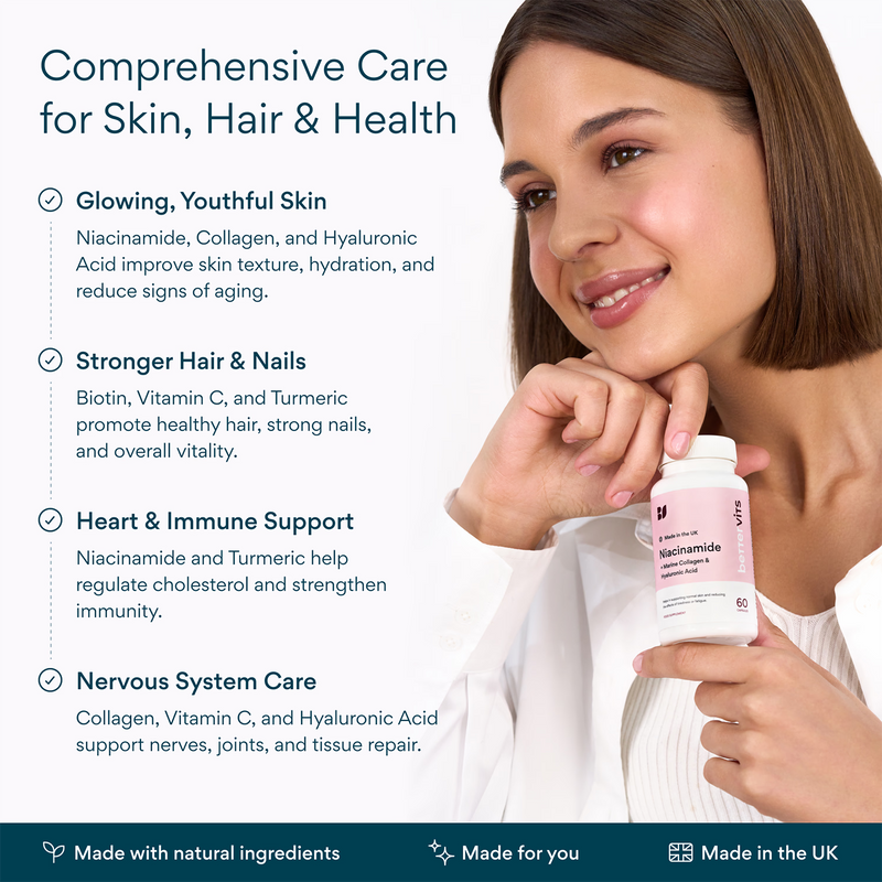 Niacinamide Marine Collagen Hyaluronic Acid capsules 60 count - British product
