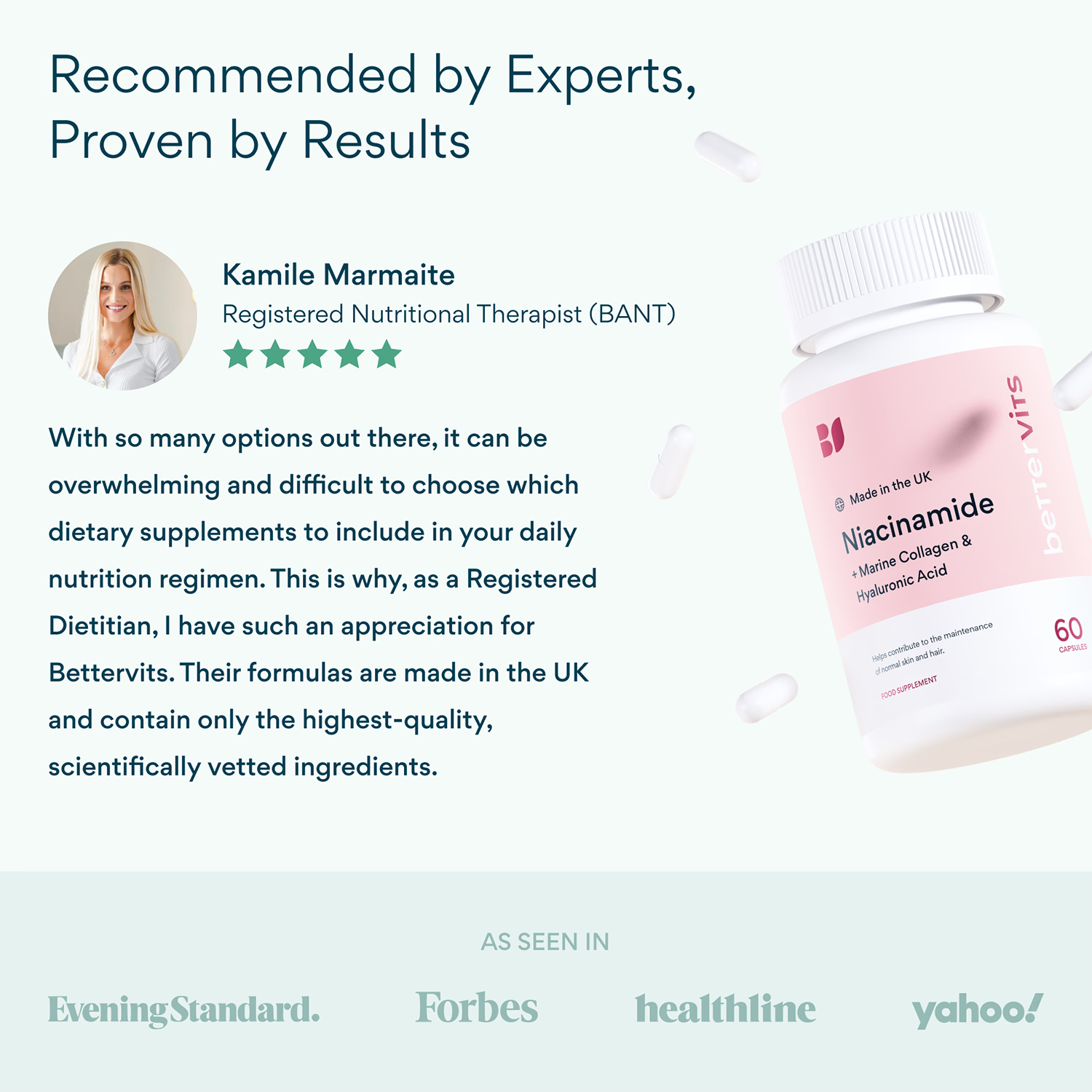 Niacinamide Marine Collagen Hyaluronic Acid capsules 60 count - British product