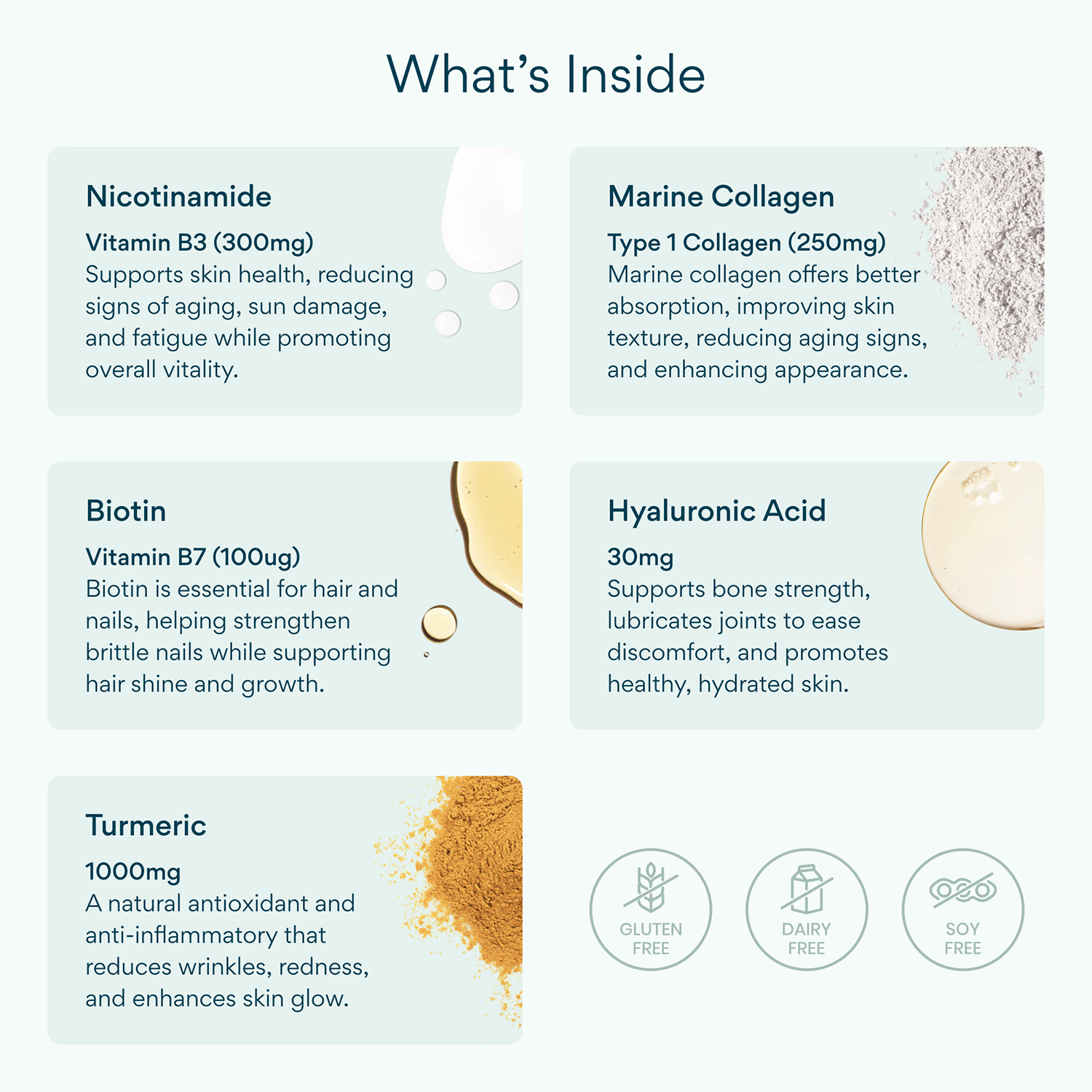 Niacinamide Marine Collagen Hyaluronic Acid capsules 60 count - British product