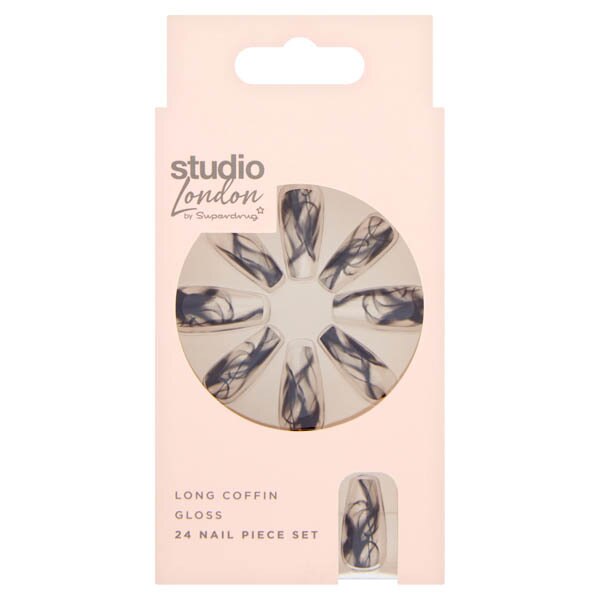 Superdrug Studio Texture Clear False Nails Black GOODS Superdrug   