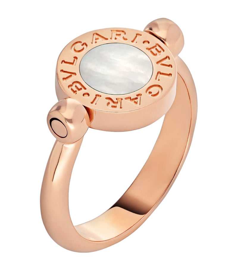 Bvlgari flip ring rose gold mother-of-pearl onyx, imported from the UK