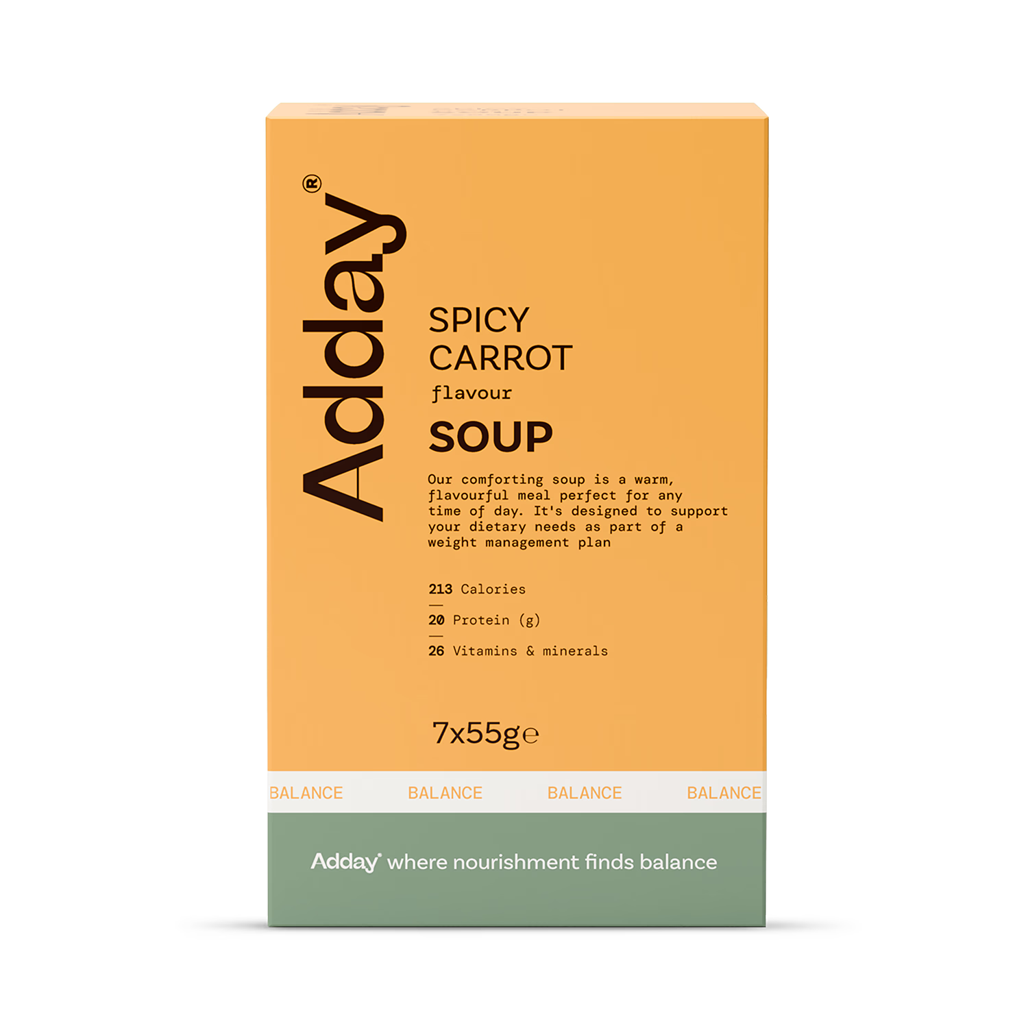 Adday spicy carrot soup 7 x 55g, UK version