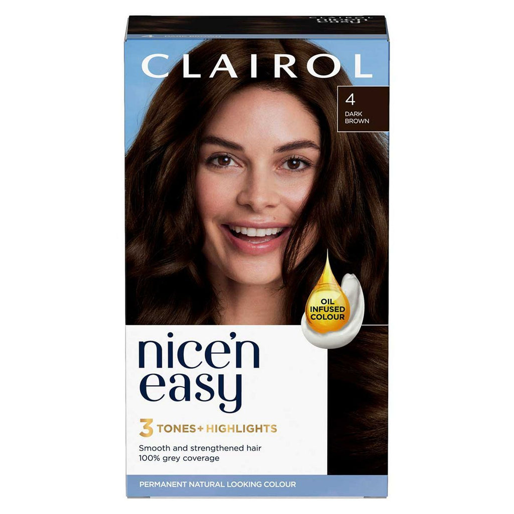 Clairol Nice'n Easy Crème Oil Infused Permanent Hair Dye 4 Dark Brown 177ml