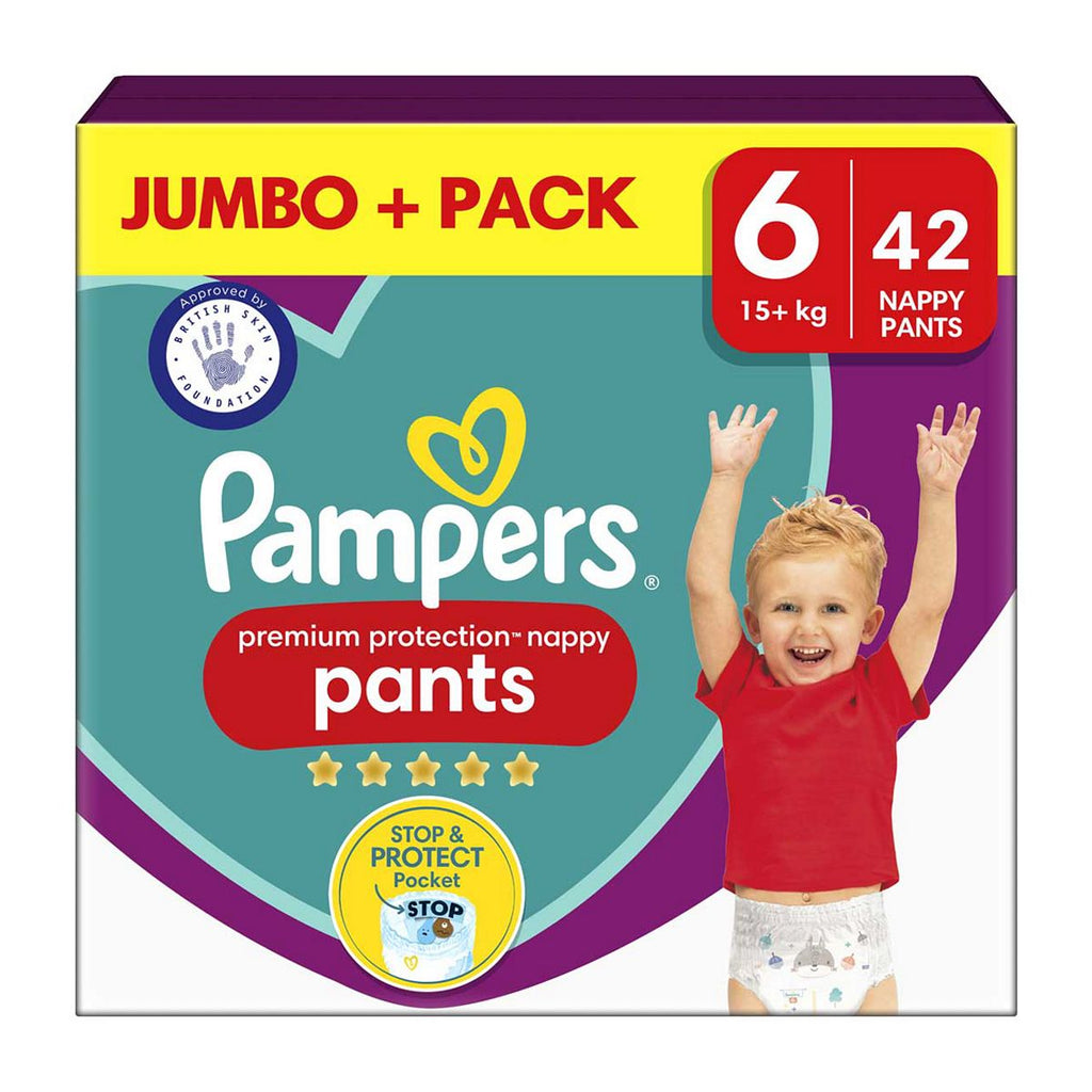 Pampers Premium Protection Nappy Pants Size 6, 42 Nappies, 15kg+, Jumbo+ Pack