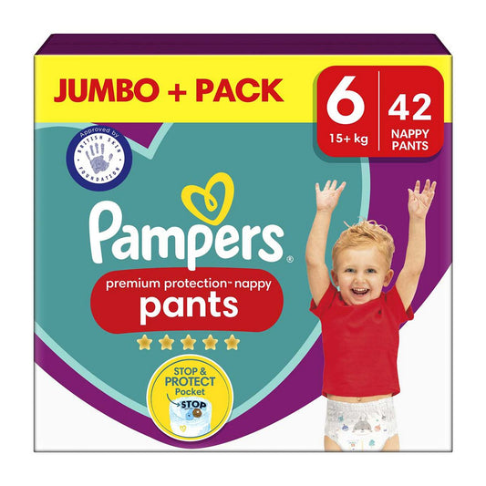 Pampers Premium Protection Nappy Pants Size 6, 42 Nappies, 15kg+, Jumbo+ Pack GOODS Boots   