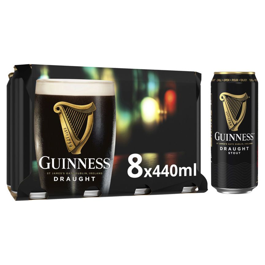 Guinness Draught Stout Beer 8 x  Can (food pack)