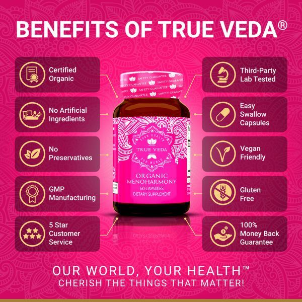 True Veda | Organic MenoHarmony | Menopause Support|60 Caps