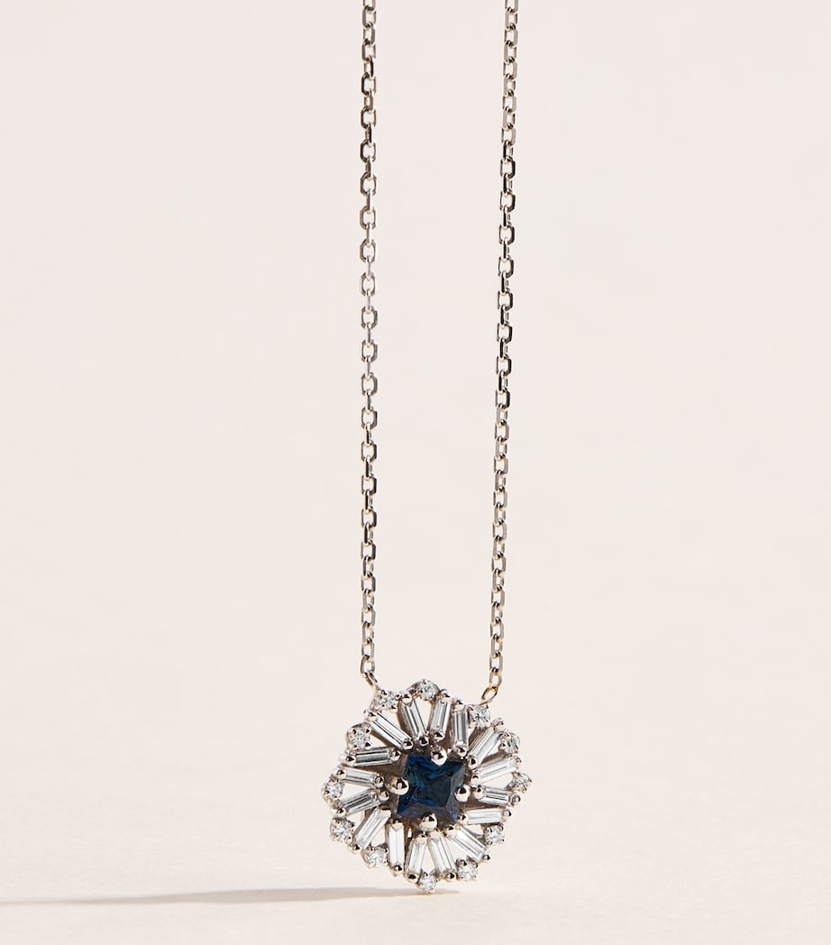 Suzanne Kalan white gold diamond sapphire necklace (British brand)