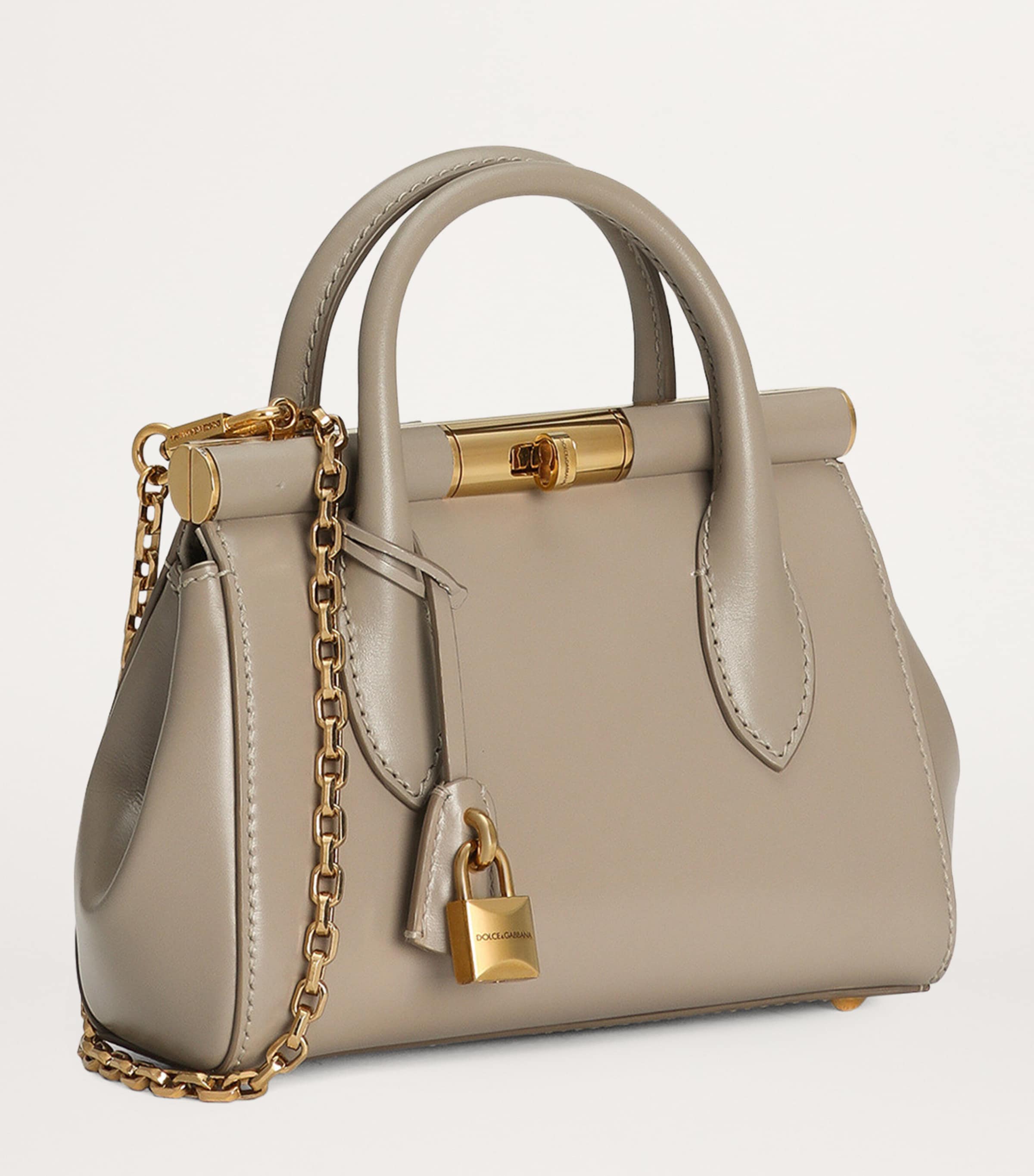Dolce&Gabbana leather top-handle bag gold-tone hardware, imported from the UK