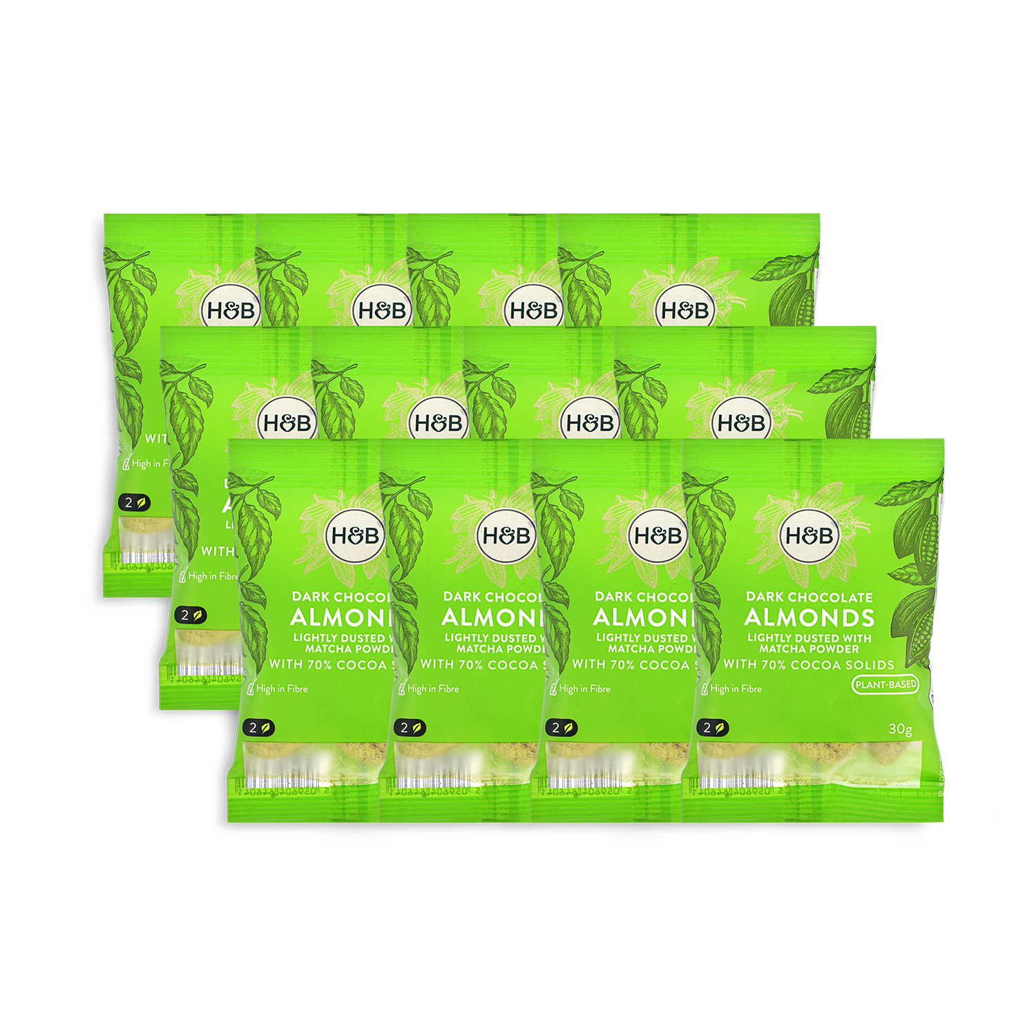 Holland & Barrett Dark Chocolate Matcha Almonds 360g, UK version