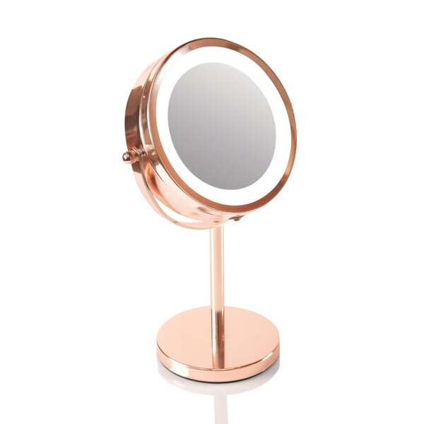 Rio rose gold double sided LED cosmetic mirror, imported from the UK