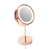 Rio rose gold double sided LED cosmetic mirror, imported from the UK
