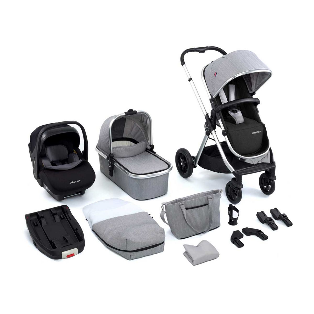 Babymore MeMore V2 i-Size Travel System Pecan - Silver GOODS Boots   