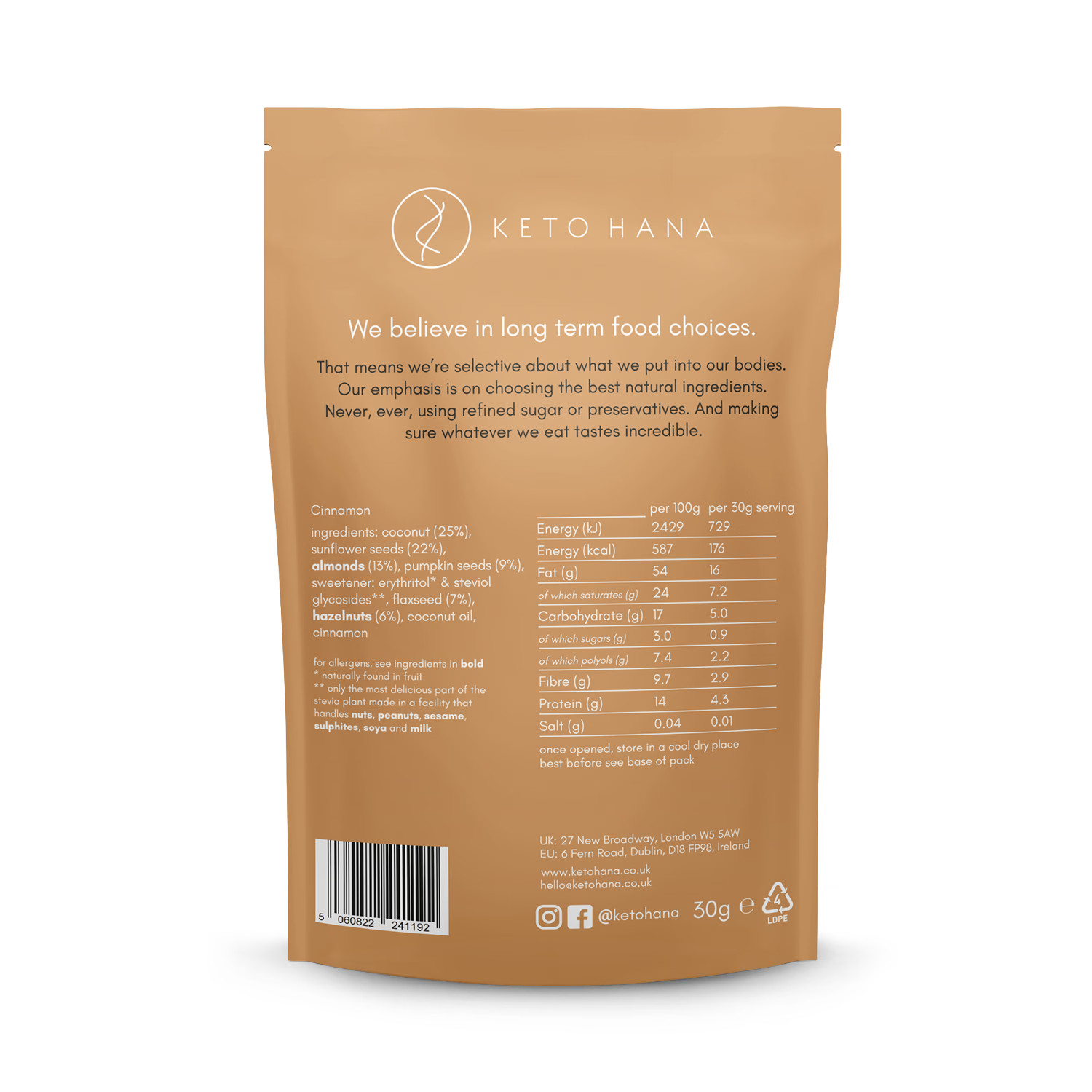 Keto Hana cinnamon granola 300g - British product