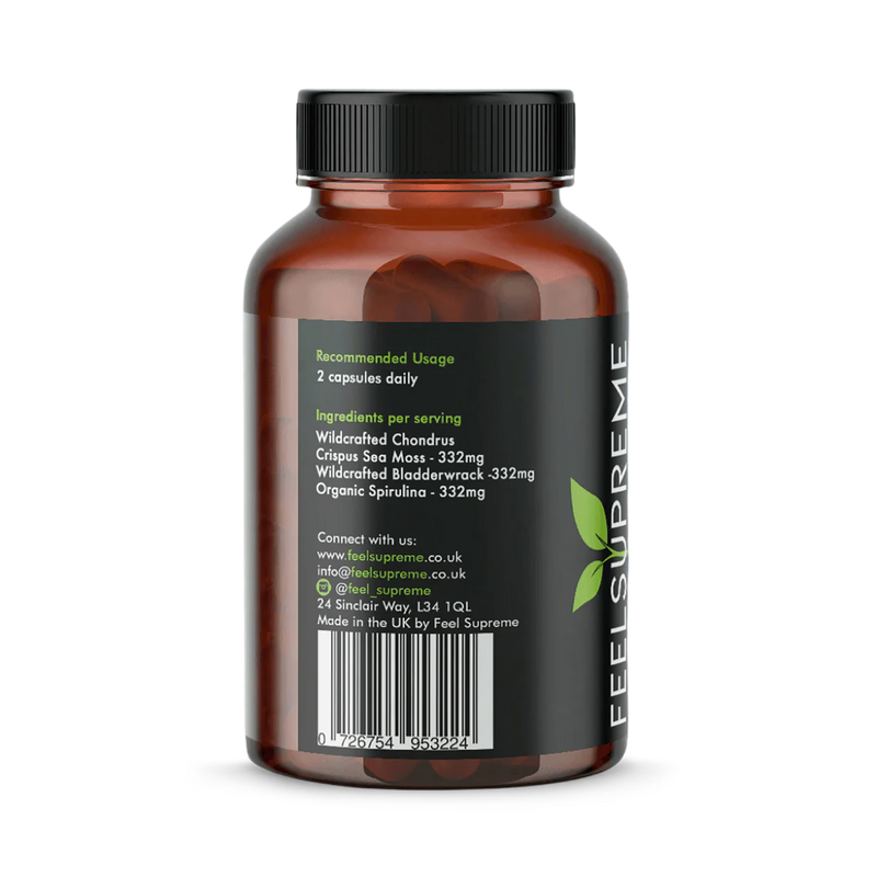 Sea moss bladderwrack spirulina supplement 90 capsules, UK version