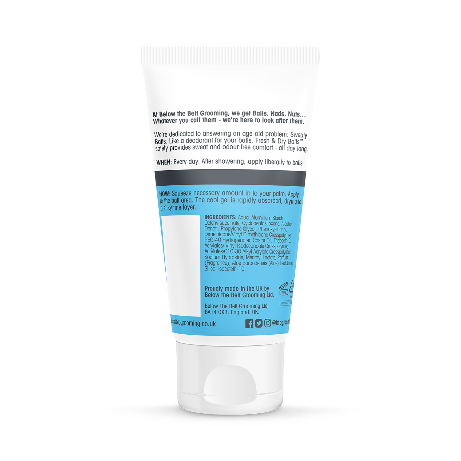 Below the Belt ball deodorant Fresh & Dry 75ml (British brand)