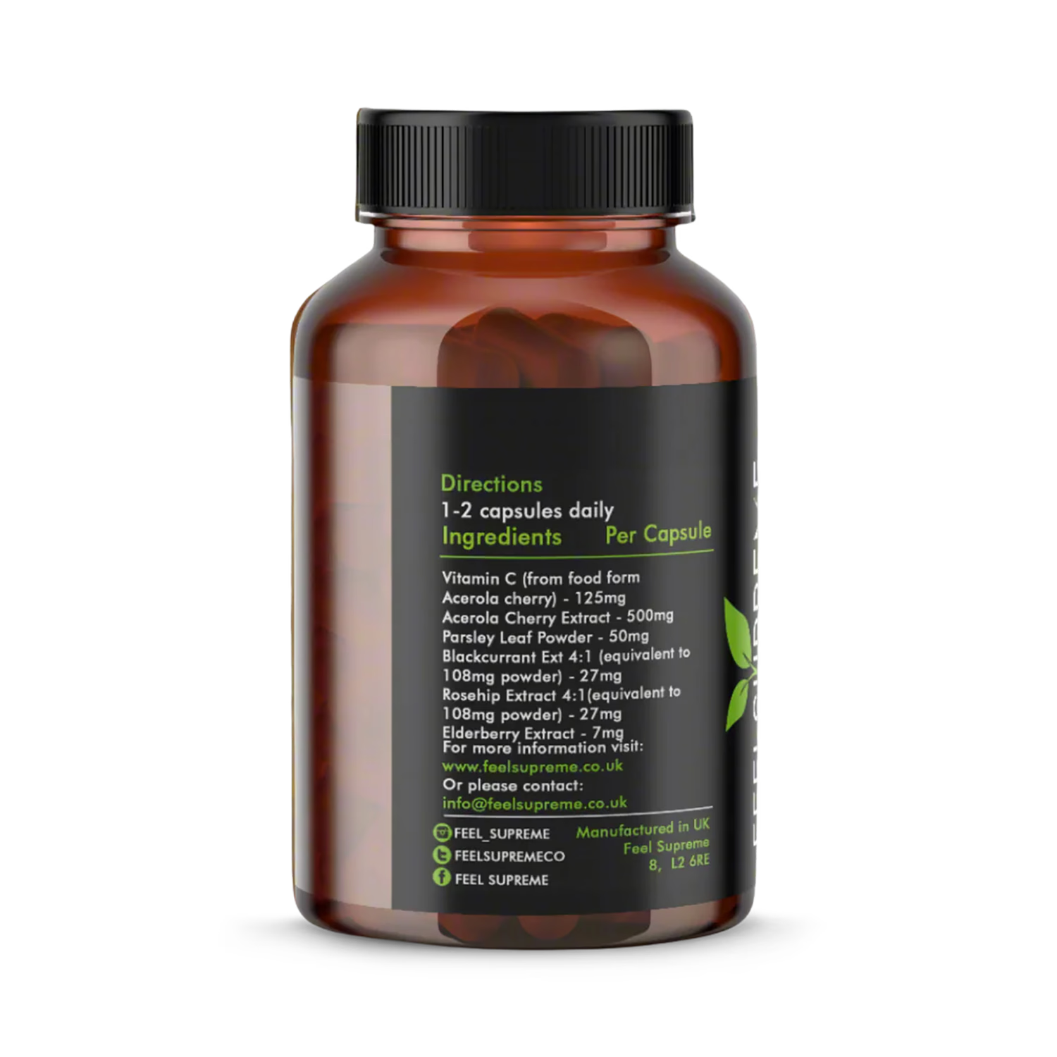 Vitamin C supplement natural extracts 60 capsules, imported from the UK