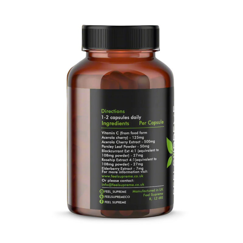 Vitamin C supplement natural extracts 60 capsules, imported from the UK