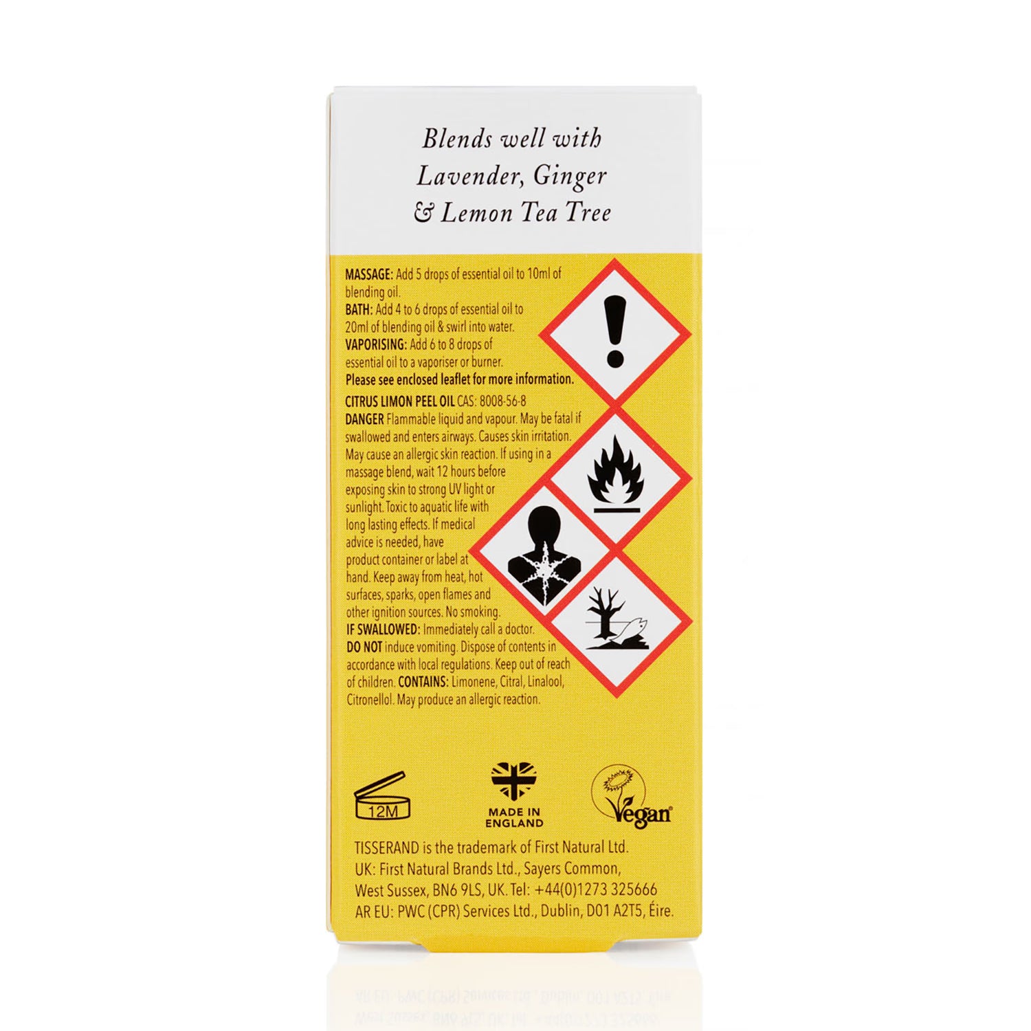 Tisserand Lemon Organic Pure Essential Oil 9ml - British product