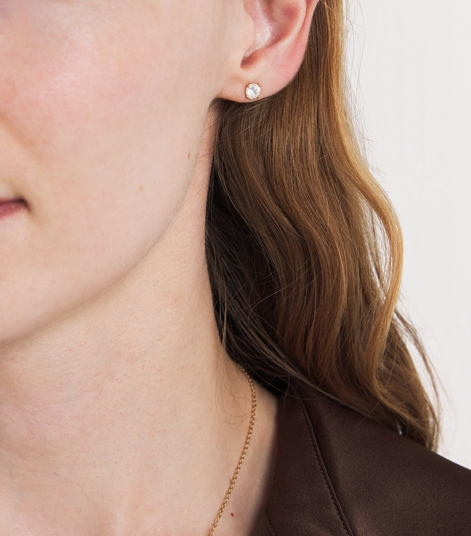 Harrods diamond stud earrings yellow gold 1.00ctw (British brand)