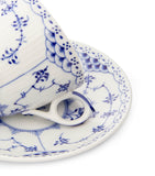 Royal Copenhagen Blue Fluted Half Lace porcelain teacup and saucer, imported from the UK