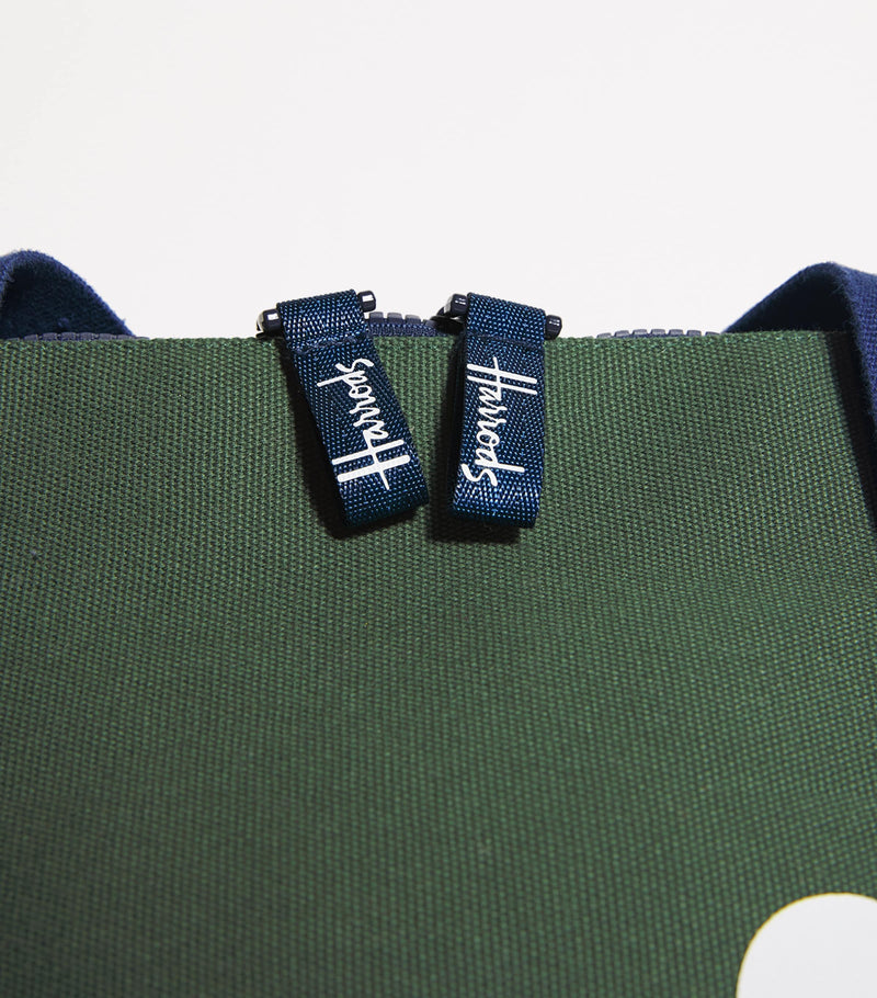 Harrods cotton logo barrel bag, UK version
