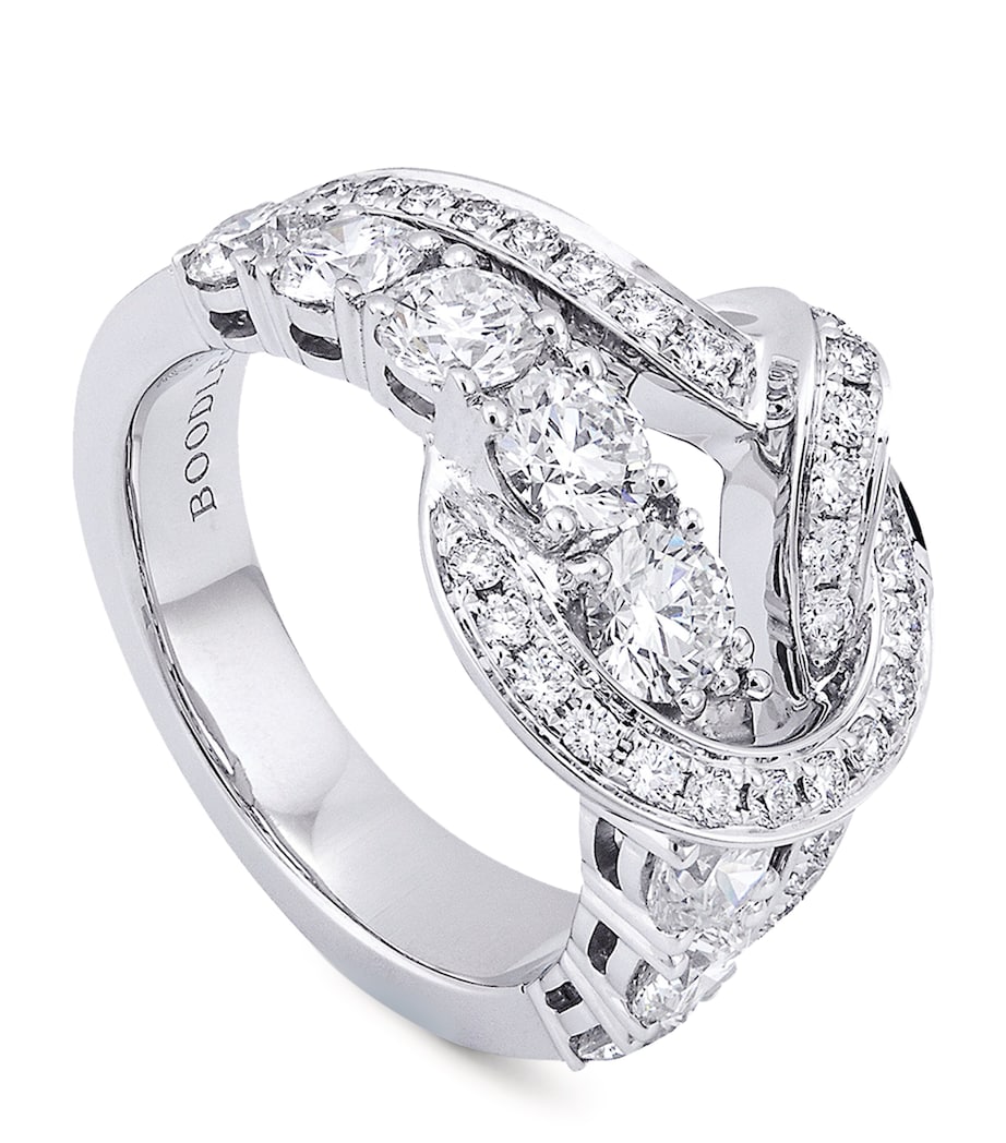 Boodles knot ring 18kt white gold diamonds, imported from the UK