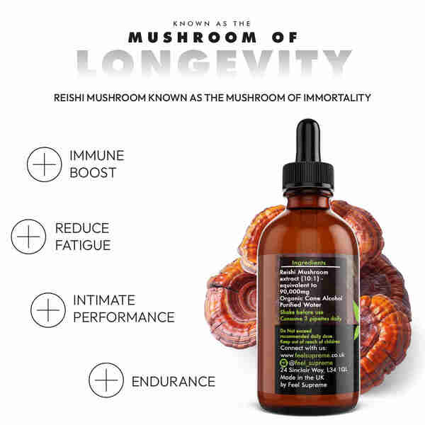 Feel Supreme Reishi Mushroom Extract 60ml, imported from the UK