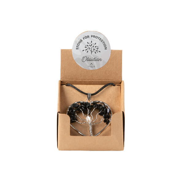 Myga pendant tree of life obsidian, UK version