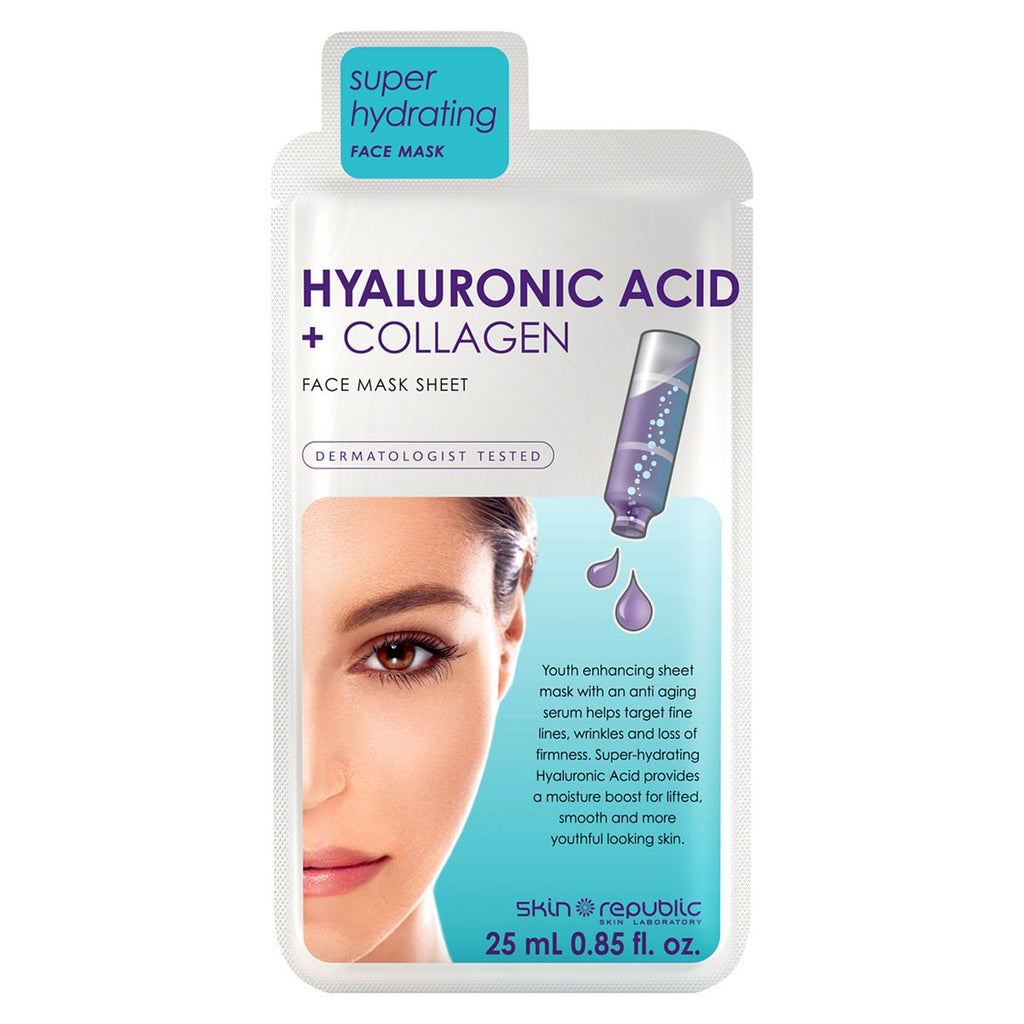 Skin Republic Hyaluronic Acid + Collagen Face Sheet Mask 25ml