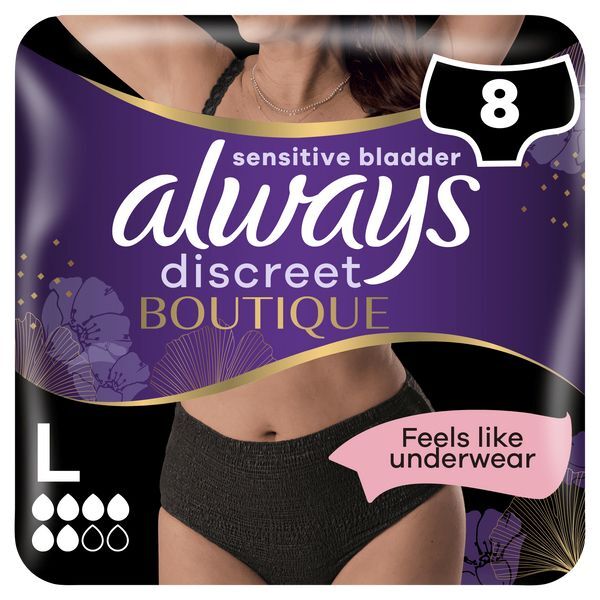 Always Discreet Incontinence Pants Plus L Black x8 GOODS Superdrug   