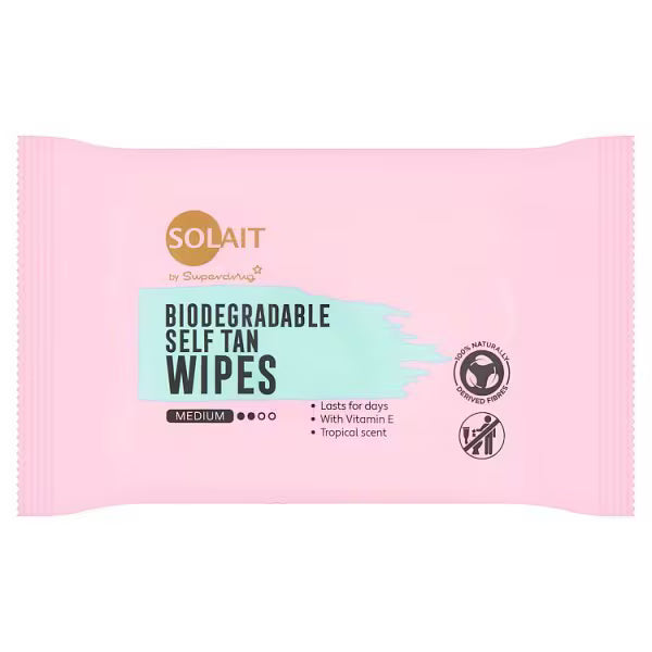 Solait self-tanning wipes 20 pack, imported from the UK