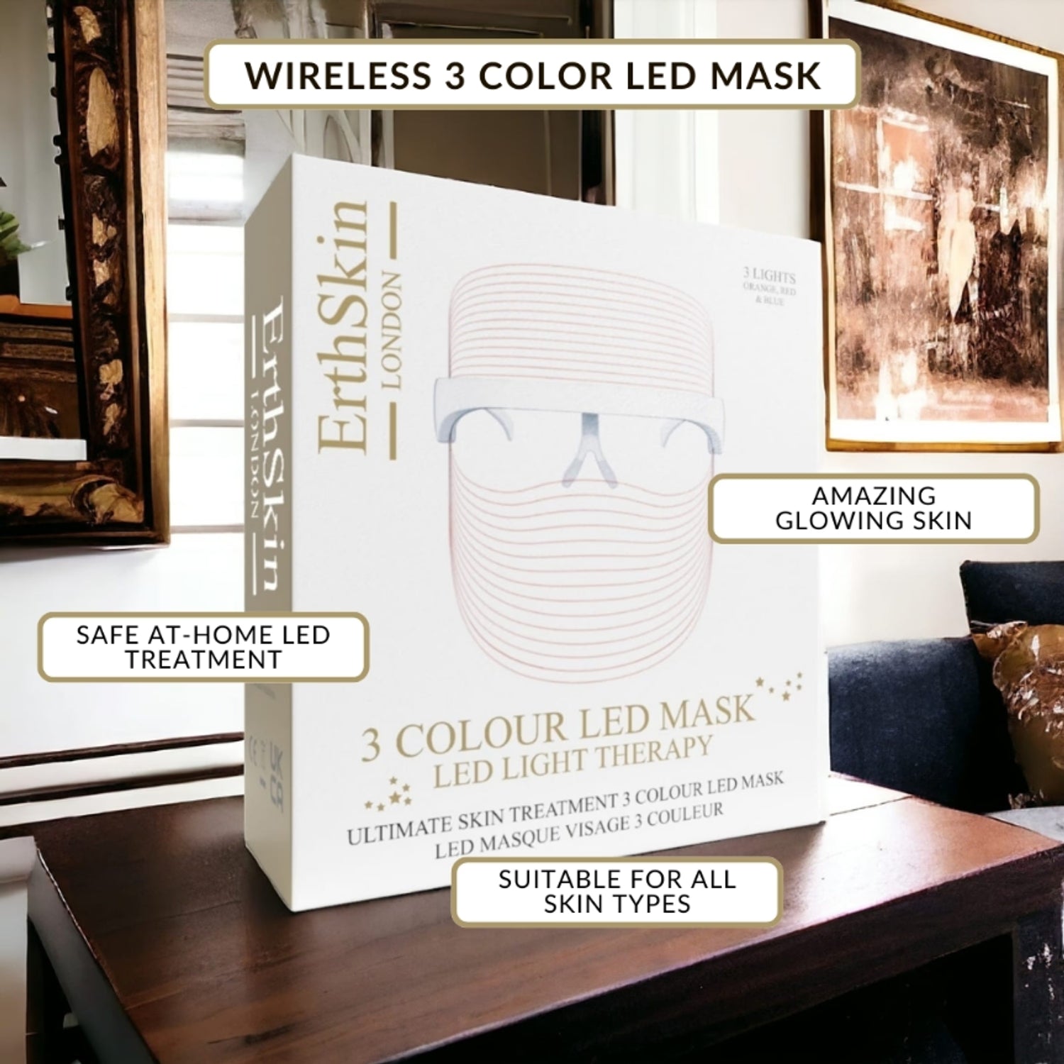 Erth Skin London wireless 3 color LED mask, UK version