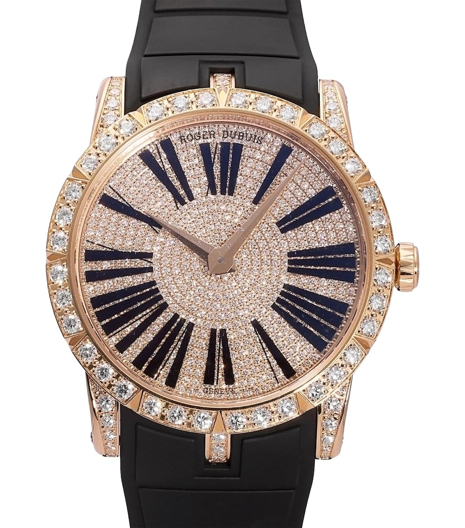Roger Dubuis Excalibur pink gold diamond watch 45mm, imported from the UK