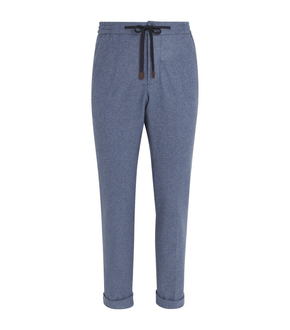 Cashmere and Cotton Blend Sweatpants with Turned-Up Cuffs and Pockets