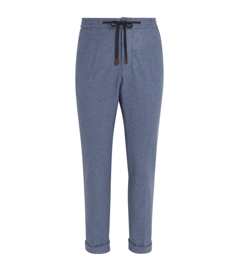 Cashmere and Cotton Blend Sweatpants with Turned-Up Cuffs and Pockets