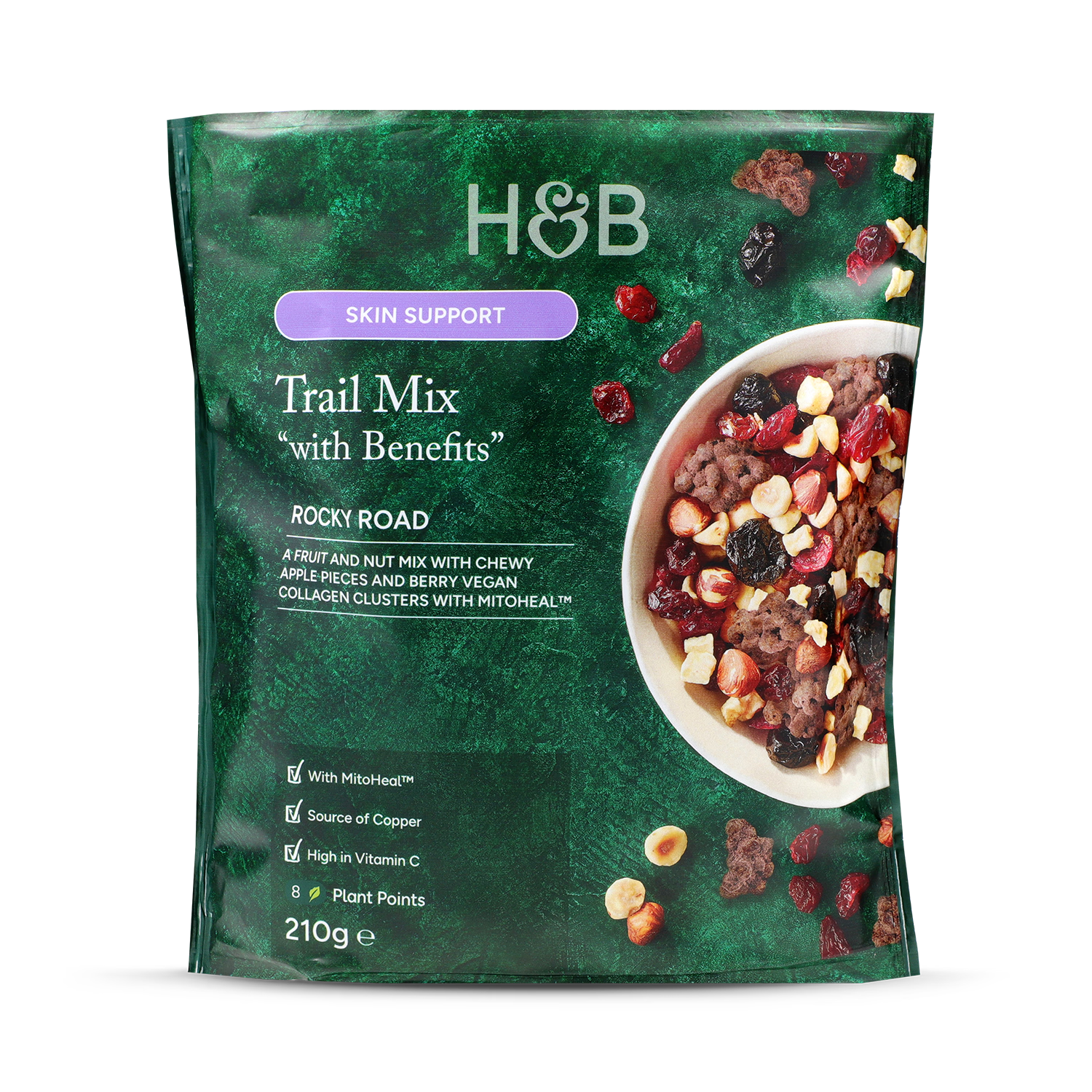 Holland & Barrett Skin Support Rocky Road Trail Mix 210g, UK version