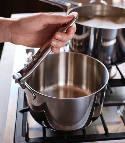Harrods Space-saving Folding-Handle 3-Piece Saucepan Set with Stainless Steel Construction- Buy online at McGrocer